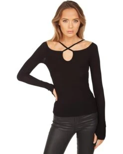 Michael Lauren Gaines Long Sleeve Keyhole Cutout Top