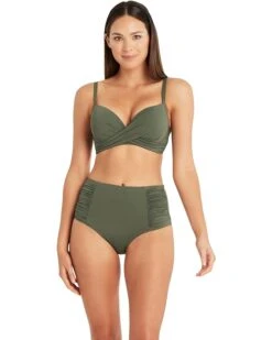 SEA LEVEL SWIM Essentials Gathered Side High-Waist Pant Bottoms Swimsuit