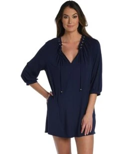 La Blanca Beaded V-Neck Dress