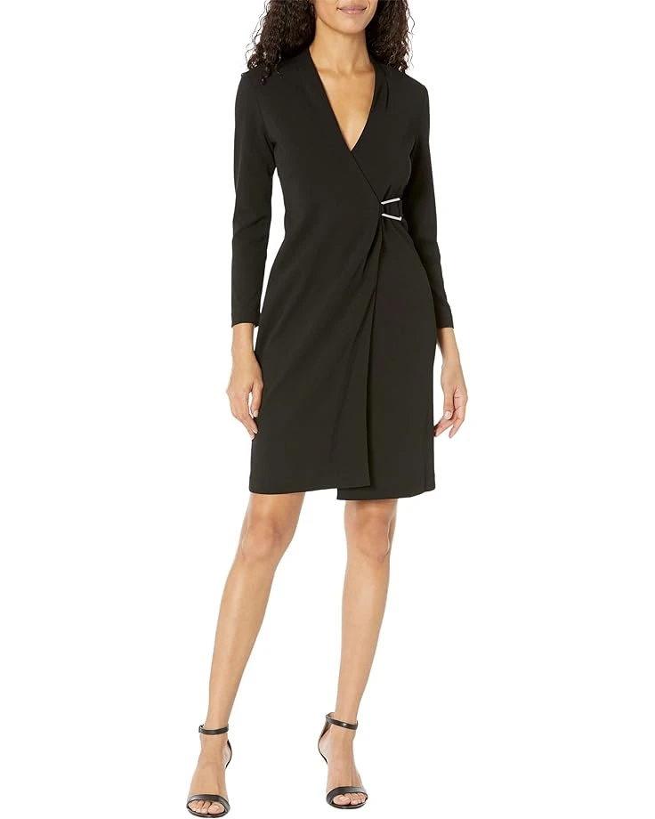 DKNY Long Sleeve V-Neck Dress With Hardware 3 DKNY Long Sleeve V-Neck Dress With Hardware