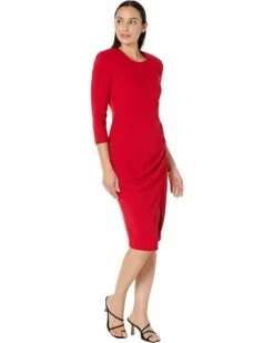 Calvin Klein Long Sleeve Ruched Midi Dress