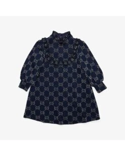 Gucci Kids Double G Jersey Long Sleeve Dress (Little Kids/Big Kids)