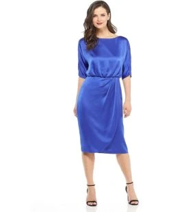 Maggy London Maggy London Women's Petite Satin Draped Blouson