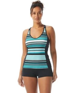 BEACH HOUSE Shoreline Stripe Ambition Fitted Cross-Back Tankini