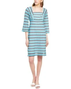 Trina Turk Women's Quanit Square Neck Sleeved Dress