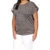 MICHAEL Michael Kors Plus Size Stripe Snap Epaulette T-Shirt -The Fashion Clothing Shop 811FaxAqyL. AC SR736920