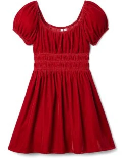 Janie And Jack Velvet Puff Sleeve Dress (Big Kids)