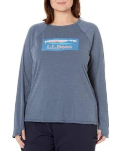 L.L.Bean Plus Size Everyday SunSmart Tee Crew Neck Long Sleeve Graphic